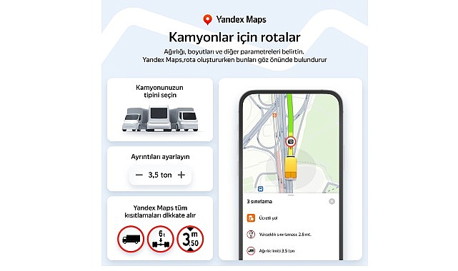 Yandex Maps, Kamyonlara Özel Navigasyon Özelliğini Türkiye’de Kullanıma Sundu- Forum Haber
