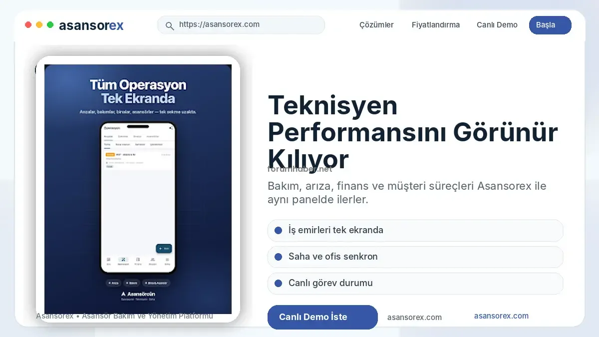 Asansorex.com Teknisyen Performansını Görünür Kılıyor